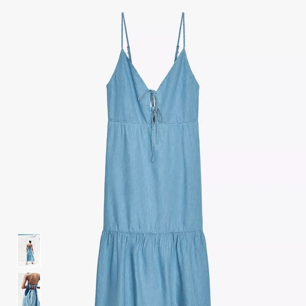 Zara Sky Blue Tie-Front Midi Dress - Picture 6 of 11